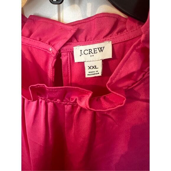 J. Crew Ruffle Neck Pink Satin Sleeveless Polyester Tank Top Women Sz XXL BD297 - Picture 6 of 10